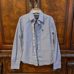 Abercrombie & Fitch Navy Striped Casual Shirt -boys size large